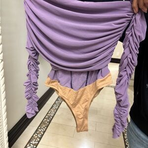 JLUXLABEL Purple and Tan Bodysuit